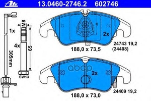 Колодки тормозные дисковые передн, AUDI: A4 1.8 TFSI/1.8 TFSI quattro/2.0 TDI/2.0 TDI quattro/2.0 TFSI/2.0 TFSI flexible fuel/2.0 TFSI flexible fuel quattro/2.0 TFSI quattro/2 Ate арт. 13.0460-2746.2