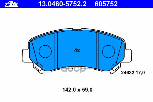 Колодки тормозные дисковые передн, NISSAN: QASHQAI/ QASHQAI +2 1.5 dCi/1.6/1.6 dCi/1.6 dCi 4WD/2.0/2.0 dCi/2.0 dCi 4WD/2.0 4WD 07-, X-TRAIL 2.0/2.0 FWD/2.0 dCi/2.0 dCi FWD/2.5 Ate арт. 13.0460-5752.2