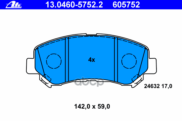 Колодки тормозные дисковые передн, NISSAN: QASHQAI/ QASHQAI +2 1.5 dCi/1.6/1.6 dCi/1.6 dCi 4WD/2.0/2.0 dCi/2.0 dCi 4WD/2.0 4WD 07-, X-TRAIL 2.0/2.0 FWD/2.0 dCi/2.0 dCi FWD/2.5 Ate арт. 13.0460-5752.2