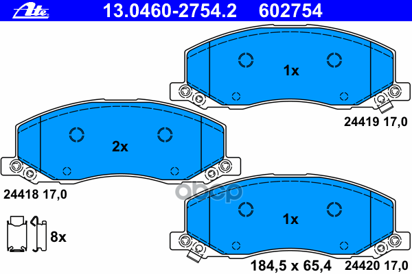 Колодки тормозные дисковые передн, OPEL: INSIGNIA 1.4/1.4 LPG/1.6/1.6 SIDI/1.6 Turbo/1.8/2.0 Biturbo CDTI/2.0 Biturbo CDTI 4x4/2.0 CDTI/2.0 CDTI 4x4/2.0 E85 Turbo/2.0 Turbo/2. Ate арт. 13.0460-2754.2