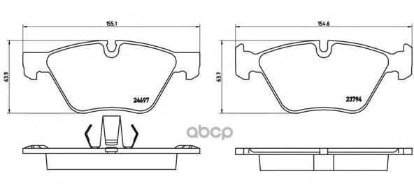 Колодки тормозные дисковые передн 5 (F10), 5 Touring (F11) Brembo арт. P06060