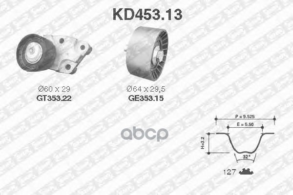Комплект ГРМ DAEWOO: Lacetti, Rezzo, Tacuma, Lanos, Nexia, Kalos, Espero, Aranos, Nubira - CHEVROLET: Nubira, Kalos, Lacetti, Rezzo, Tacuma SNR арт. KD453.13
