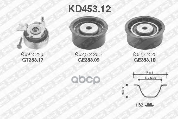 Комплект ГРМ VAUXHAL: Zafira, Meriva, Astra, Corsa, Vectra - OPEL: Zafira, Astra, Meriva SNR арт. KD453.12