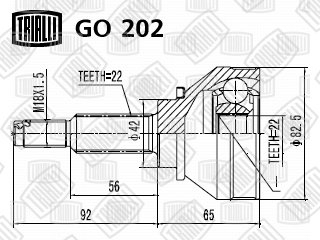 ШРУС наружный для ЗАЗ 1102 Перед Прав/Лев Trialli GO202