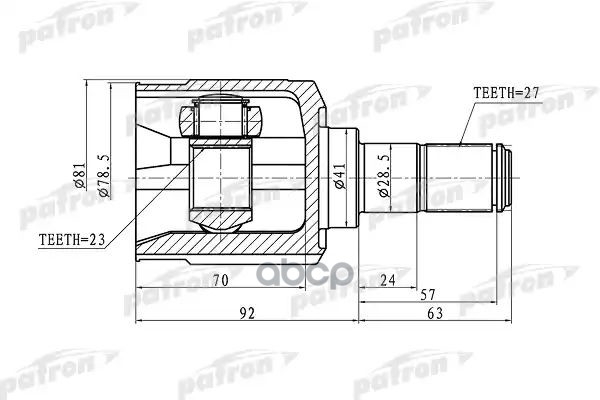 ШРУС внутренний левый 27x41x23 HYUNDAI TUCSON 04-10 PATRON арт. PCV1162