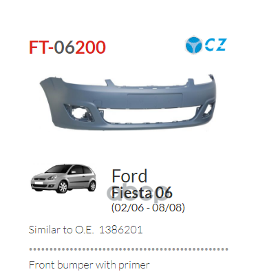 Бампер передн грунт FORD: FIESTA 02.06-08.08  (Страна производства: ИСПАНИЯ) Phira арт. FT-06200