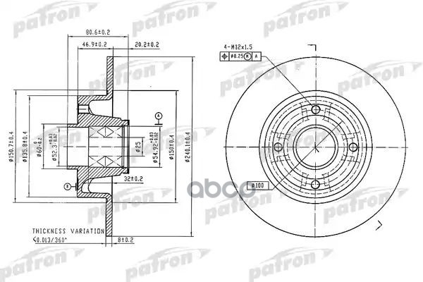 Диск тормозной задн c подшипником и кольцом ABS (1 шт) RENAULT: Megane/Modus/Clio all 02> PATRON арт. PBD7015