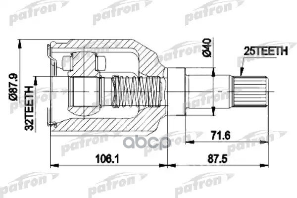 ШРУС внутр лев к-кт 25x40x32 CHRYSLER: VOYAGER 91-95 PATRON арт. PCV9937