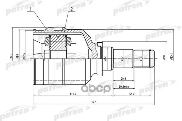 ШРУС внутренний 23x34x22 TOYOTA COROLLA AE110/EE110/CE110 95-01 PATRON арт. PCV1575