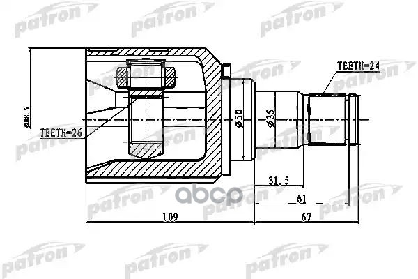 ШРУС внутренний 30X47X30 TOYOTA LAND CRUISER PRADO 120 GRJ12/KDJ12/RZJ12/TRJ12/VZJ12 02-09 PATRON арт. PCV1777