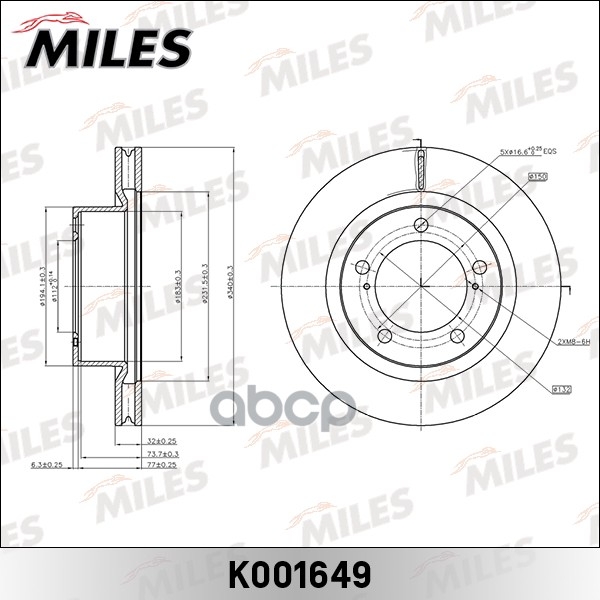 Диск тормозной TOYOTA LAND CRUISER J200/LEXUS LX570 08- передний вент.D=340мм. Miles арт. K001649