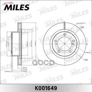 Диск тормозной TOYOTA LAND CRUISER J200/LEXUS LX570 08- передний вент.D=340мм. Miles арт. K001649