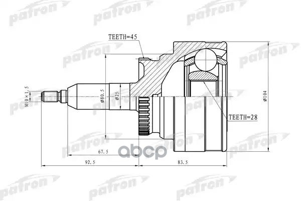 ШРУС наружн FORD: EXPEDITION 03-05, F-150 03-05  LINCOLN: NAVIGATOR 03-05 4WD PATRON арт. PCV8748
