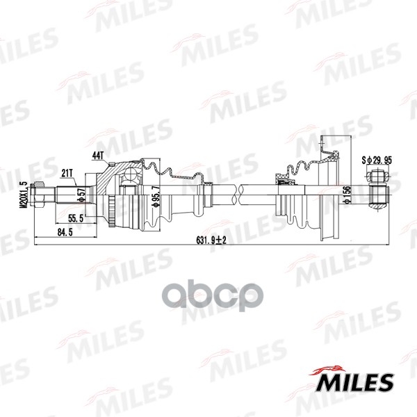 Привод в сборе RENAULT CLIO II/KANGOO 1.2-1.9DTI 97-09 лев. +ABS МКПП Miles арт. GC01167