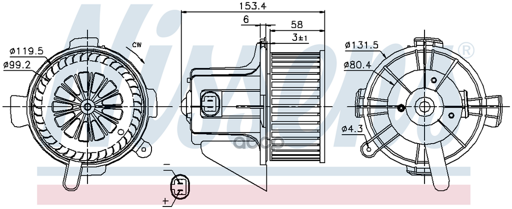 Вентилятор отопителя CITROEN C4 (LA, LC) (04-),PEUGEOT 307 (3_) (00-) 2.0 i 16V Nissens арт. 87090