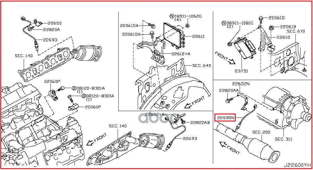 Лямбда-зонд NISSAN MURANO (Z51), QASHQAI (J10), TEANA (J32), X-TRAIL (T31) NISSAN арт. 226A0EN21A