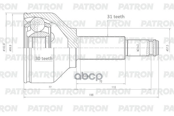 ШРУС наружный 31X57X30 FORD Transit 2014- (TTG) PATRON арт. PCV2149