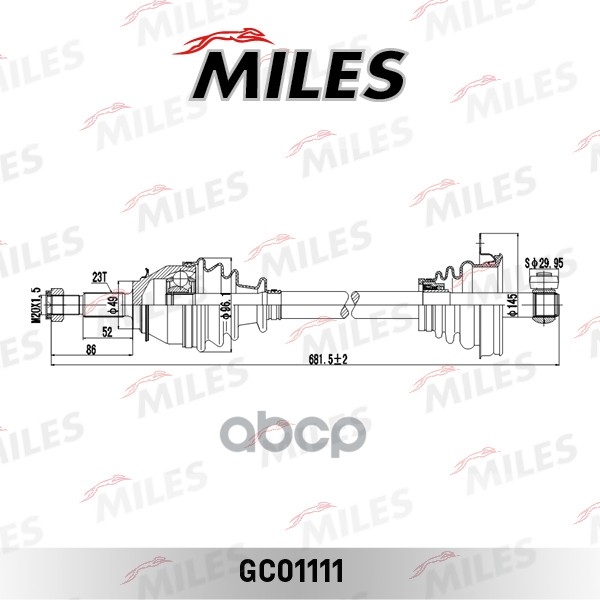 Привод в сборе RENAULT LOGAN MCV/LADA LARGUS левый Miles арт. GC01111