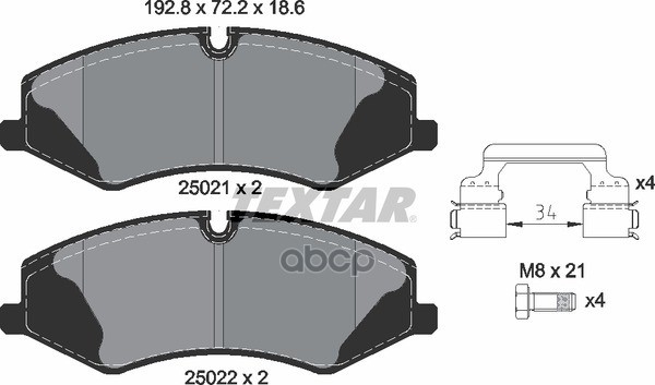 Колодки тормозные дисковые передн LAND ROVER: RANGE ROVER III (LM) 02 - , RANGE ROVER SPORT (LS) 05 - с противошумной пластиной Q+ Textar арт. 2502101