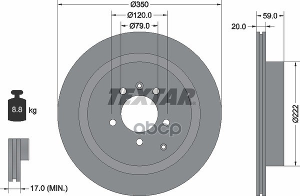 Диск тормозной задние LAND ROVER DISCOVERY III (TAA),DISCOVERY IV (LA),DISCOVERY IV Van (LA),LR4 IV (LA),RANGE ROVER SPORT (LS),LR3 III (TAA) Textar арт. 92147703