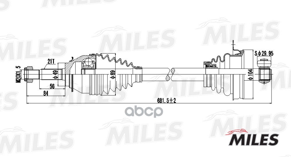 Привод в сборе RENAULT LOGAN левый без АБС Miles арт. GC01112