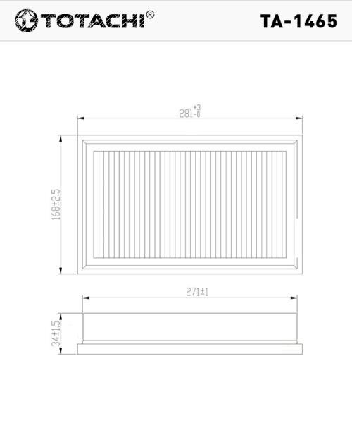 Фильтр воздушный TOTACHI TA-1465 NISSAN A-243 V 16546-V0100 MANN C 29 020, C 2964