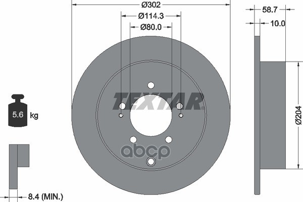 Диск тормозной MITSUBISHI OUTLANDER 06- с покрытием PRO Textar арт. 92167003