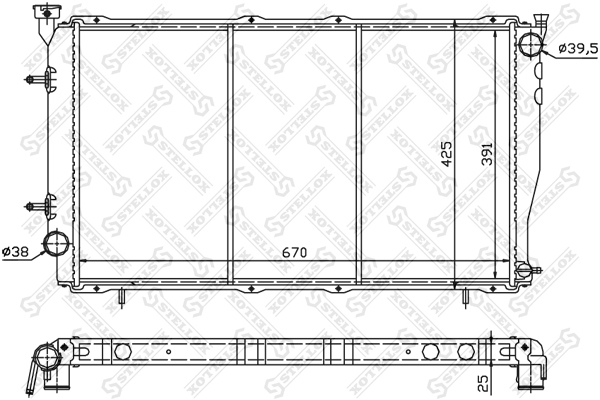 Радиатор системы охлаждения АКПП Subaru Legacy 2.5 97-98 STELLOX 10-25382-SX OEM 45199AC250