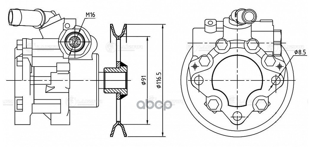 Насос ГУР для а/м ГАЗель-Бизнес УМЗ 4216/Next А274 EvoTech 2.7 (LPS 0302) LUZAR арт. LPS0302