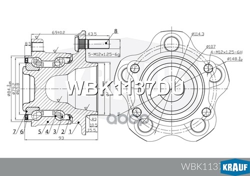 Ступица в сборе Krauf арт. WBK1137DU