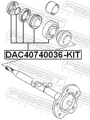 Подшипник ступичный задний ремкомплект 40X74X36 Febest арт. DAC40740036KIT