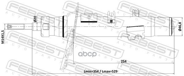 Амортизатор передний левый GAS.TWIN TUBE Febest арт. 25110010FL
