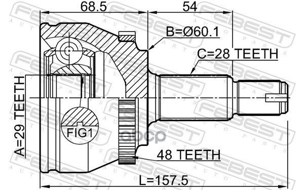 Шрус наружный 29X60.1X28 Febest арт. 3510NL3A48