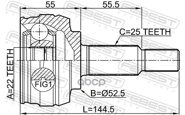 Шрус наружный 22X52.5X25 Febest арт. 2410FLUE