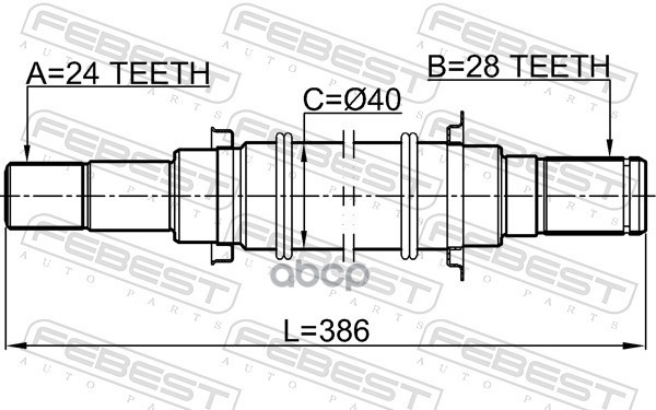 Полуось правая 24X386X28 Febest арт. 0512BL16MT