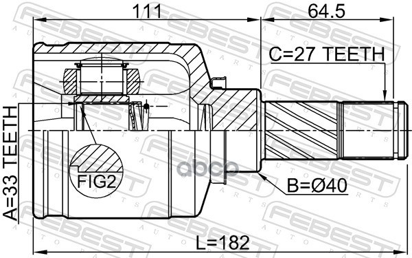 Шрус внутренний левый 33X40X27 Febest арт. 2411DUSTAWDLH