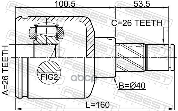 Шрус внутренний левый 26X40X26 Febest арт. 3511NL32WDMTLH