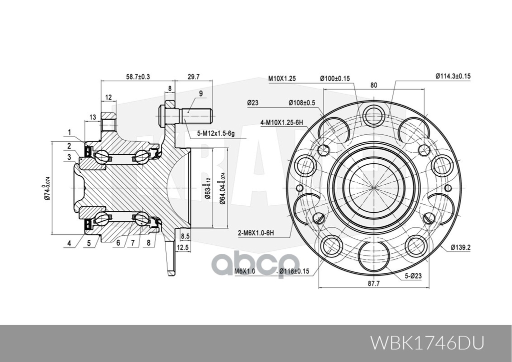 Ступица в сборе Krauf арт. WBK1746DU