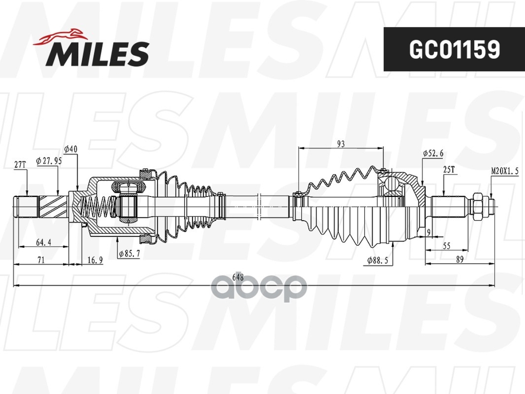 Привод в сборе RENAULT DUSTER 4x4 передний левый Miles арт. GC01159