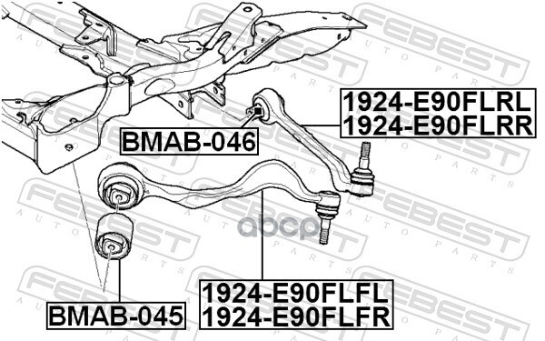 Рычаг передний нижний правый Febest арт. 1924E90FLFR