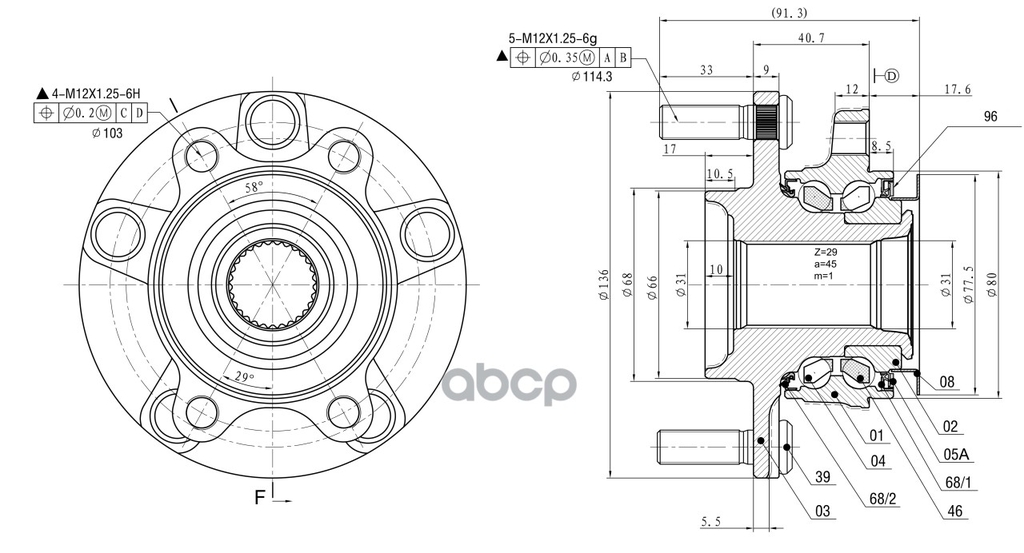 Ступица колеса в сборе L=R NISSAN Qashqai/X-Trail/RENAULT Koleos GANZ арт. GIK05014