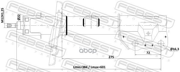 Амортизатор передний левый GAS.TWIN TUBE Febest арт. 05110002FL