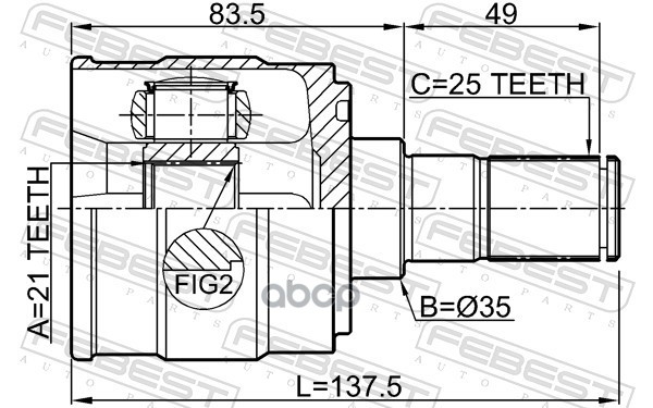 Шрус внутренний 21X35X25 Febest арт. 2211TAAT