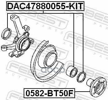 Подшипник ступичный передний 47X88X55 Febest арт. DAC47880055KIT