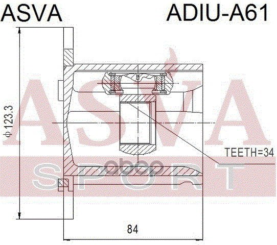 ШРУС ВНУТРЕННИЙ AUDI A6 34x123 ASVA арт. ADIUA61