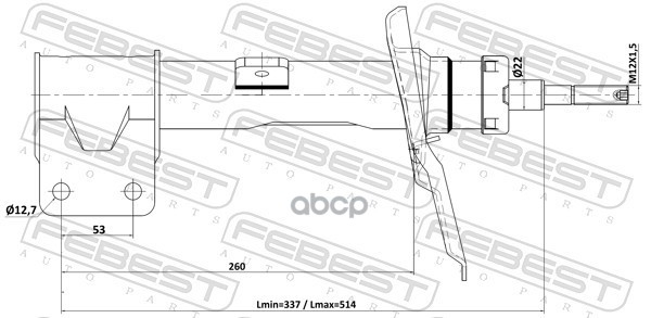 Амортизатор передний правый GAS.TWIN TUBE Febest арт. 25110008FR