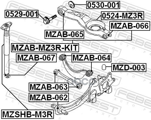 Рычаг задний нижний Febest арт. 0524MZ3R