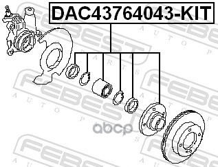 Подшипник ступичный передний 43X76X40X43 Febest арт. DAC43764043KIT