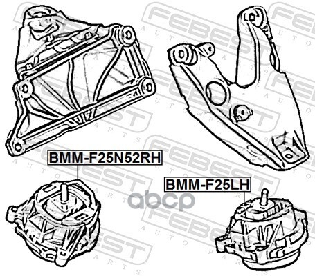 Подушка двигателя передняя правая Febest арт. BMMF25N52RH