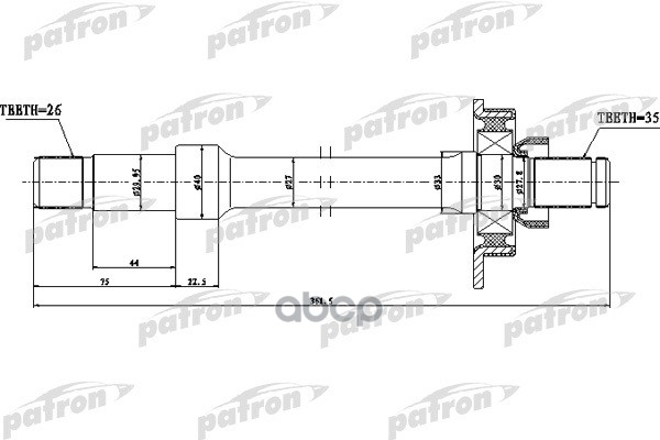 Вал приводной с подвесным подшипником VW: SHARAN 1.9TDI с ABS 95- PATRON арт. PDS0537